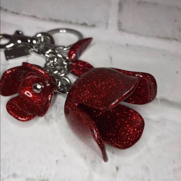 **SOLD**Coach Glitter Resin Tea Rose Bag Charm - Picture 2 of 5